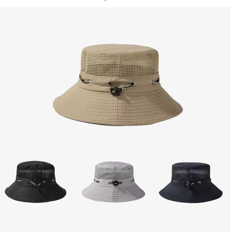 Printemps été pliable hommes femmes seau chapeau été parasol crème solaire pêcheur casquette avec corde Sports de plein air voyage soleil chapeaux