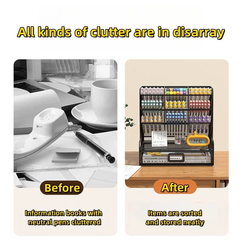 منظم ثابت لسطح المكتب شبكي ، حامل متعدد الوظائف ، رف تخزين للمدرسة ، والمنزل ، والمكتب ، واللوازم الفنية ، وحامل أقلام شبكي #2