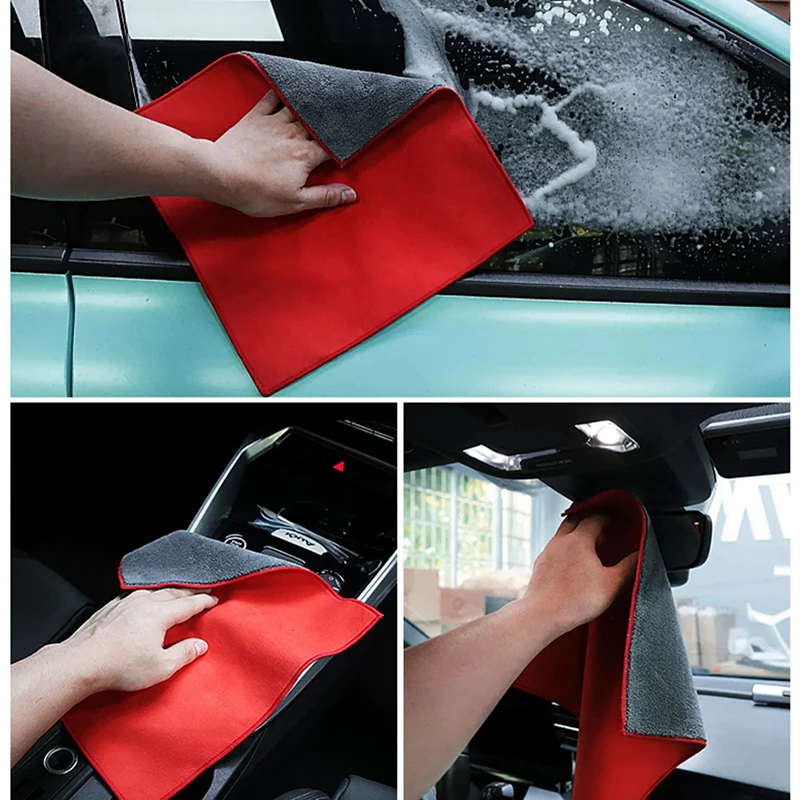 1pcs For Genesis GV70 GV80 GV60 Emblem Car Wash Microfiber Towel Cleaning Drying Care Coral Fleece Cloth