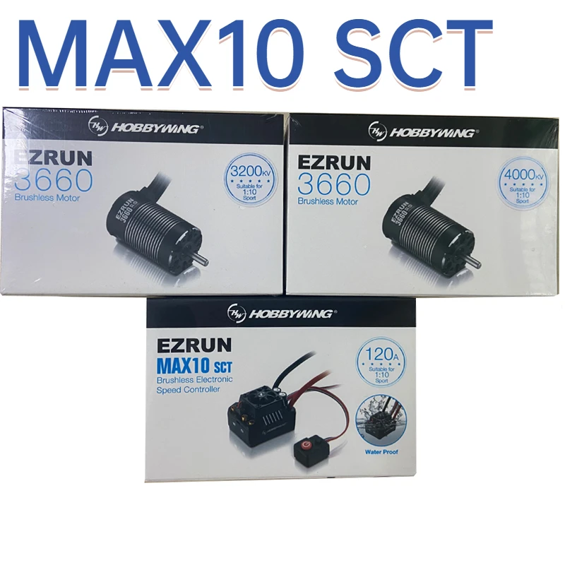 Hobbywing EZRUN MAX10 SCT 120A Brushless ESC + 3660 G2 4600KV / 4000KV / 3200KV Sensorless Motor shaft Kit for 1/10 RC Car Truck