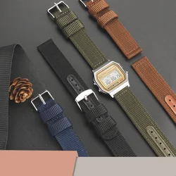 Canvas wristband 18mm for Casio A158WE A159WE 3299 AE-1200 1100 watchband small square nylon watch strap men's bracelet