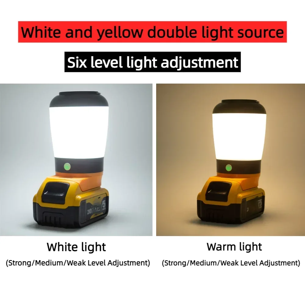 

Портативный многофункциональный светодиодный светильник для кемпинга, уличный светильник для палатки для литиевой батареи серии DeWalt 18V 20V MAX XR DCB (БЕЗ батареи)