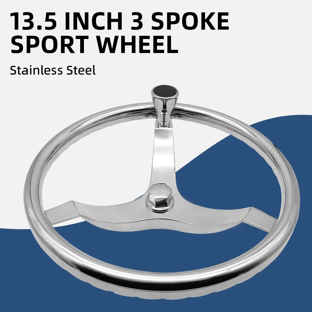 135-inch-boat-steering-wheel-3-spoke-stainless-steel-for-3-4-inch-tapered-shaft-with-5-8-18-nut-marine-accessorise