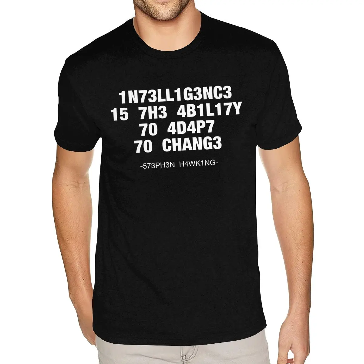 

Hot Intelligence Is The Ability To Adapt To Change For Dark T Shirts Custom Short Sleeve Valentine's For Men XXXL Black Shirts