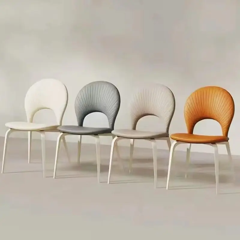 

Nordic leather shell chair simple home French cream style designer waterproof restaurant dining chair furniture stool