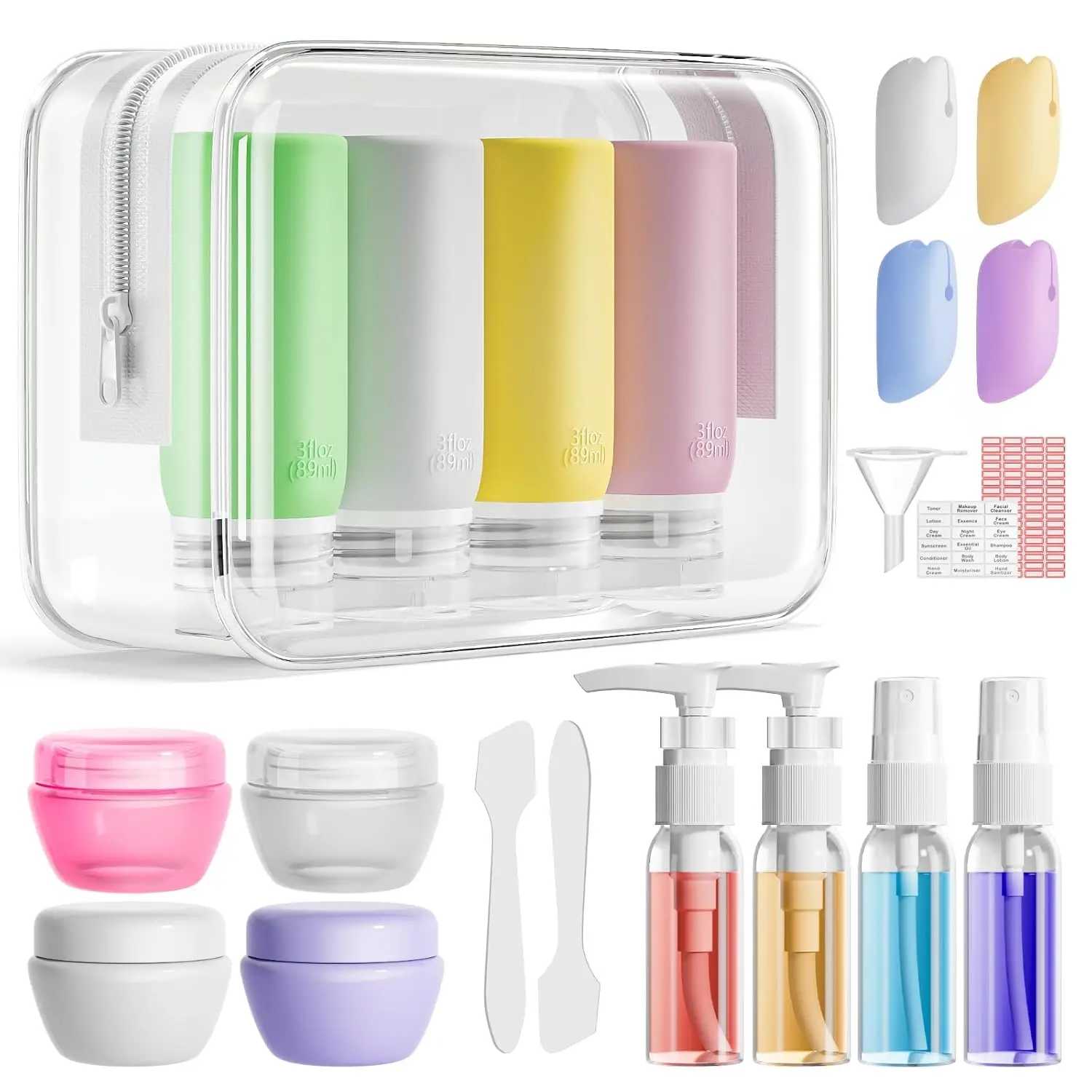 21 Pack Leak Proof Silicone Travel Bottles Set, TSA Approved Toiletries Containers with Bag, BPA Free