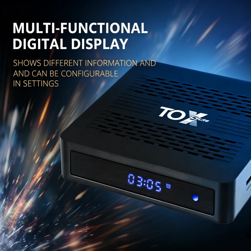 Original TOX5 Lite Android14 TV Box Amlogic S905X5M 32GB ROM BT AV1 1000M LAN Wifi HDR Media Player Set Top Box