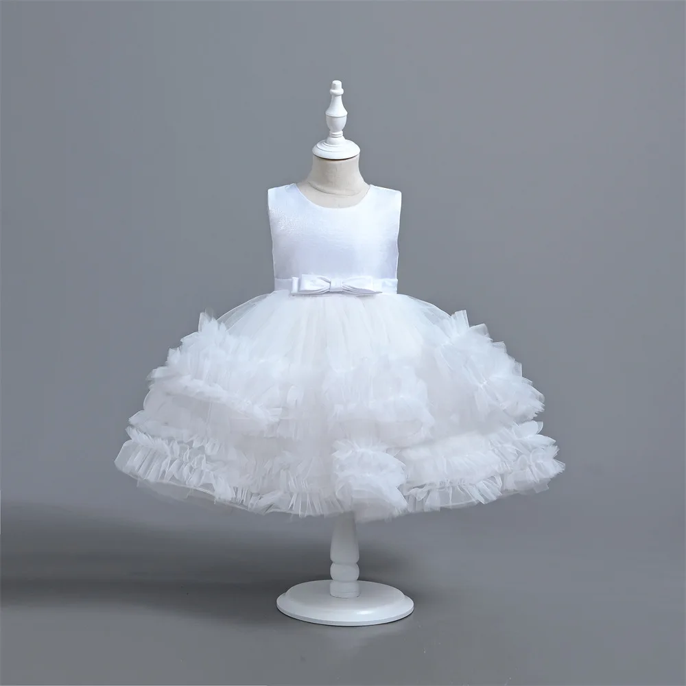 Flower Girl Dresses White Cute Knee Length Tutu Outfit Children's Girls' Clothing for The First Eucharist Birthday Ball Gown