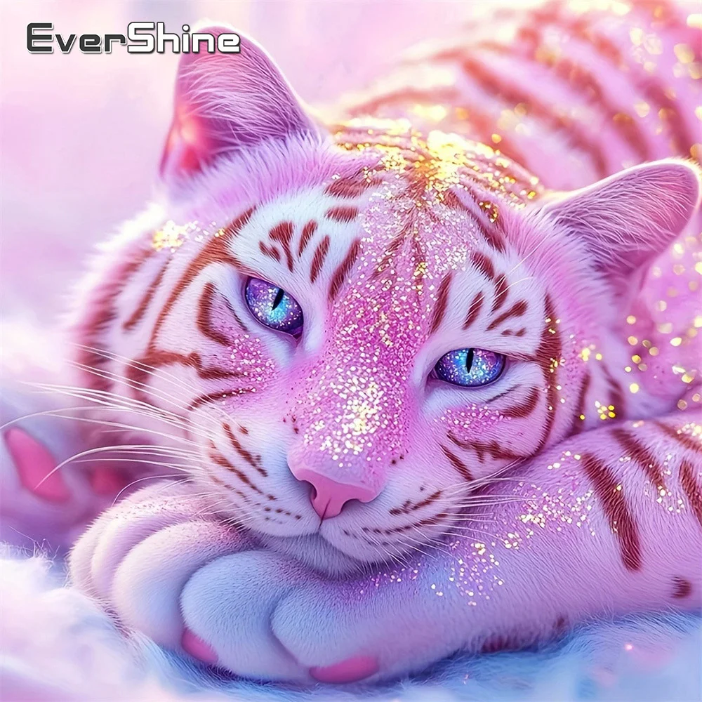 Evershine gezählter Kreuzstich Tiger 5D DIY Kit Handarbeit Bild Stickerei Zubehör Tier 11CT Handwerk Hobby