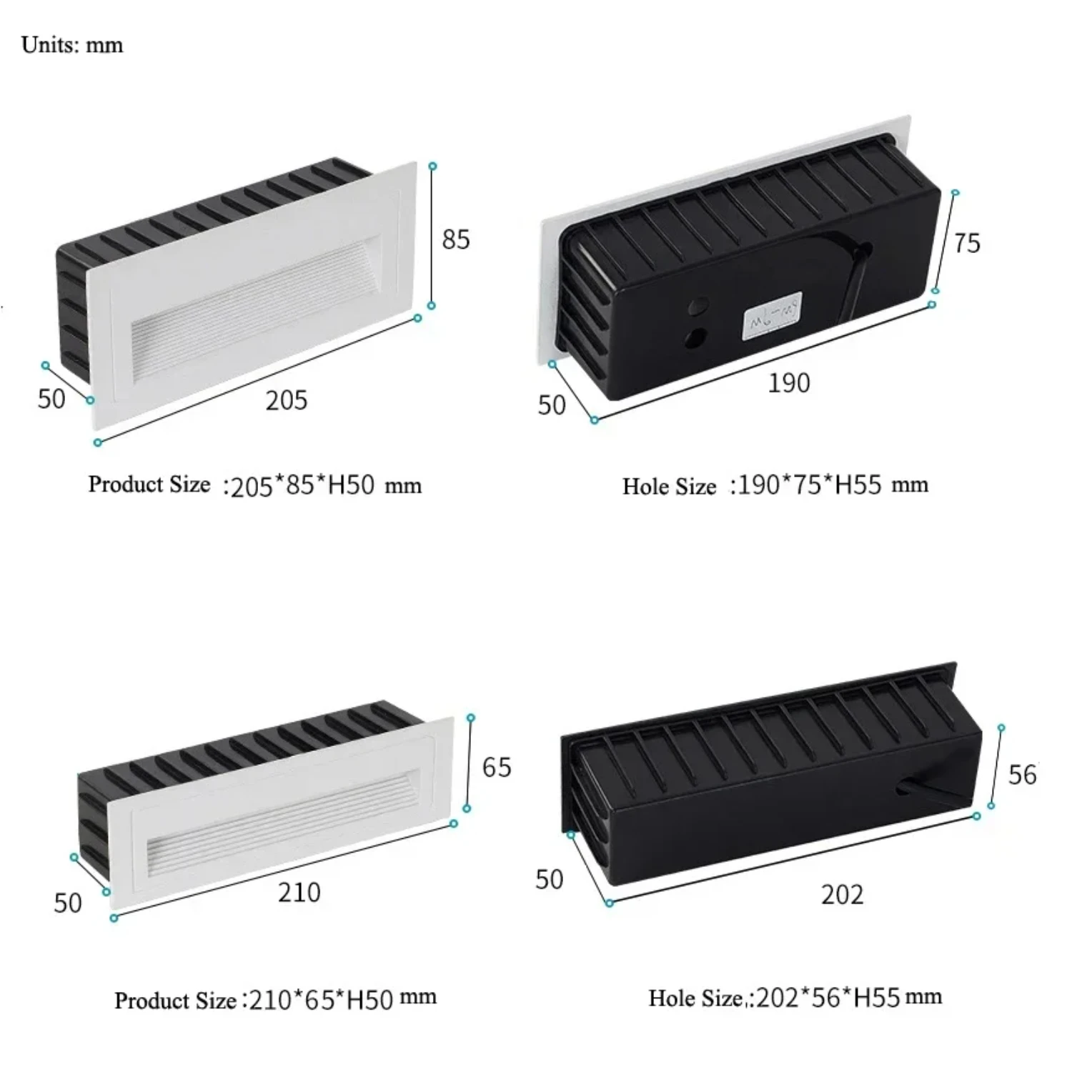 Lampes d'escalier LED d'extérieur, éclairage mural pour marches, ponts, chemin de fer, cour et escalier, 6W, IP65