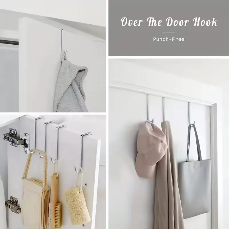 8PCS Over the Door Hooks Door Hanger Hooks for Bathroom Kitchen Towels Hats Hanging Organizer Multi-Purpose Hooks image 2