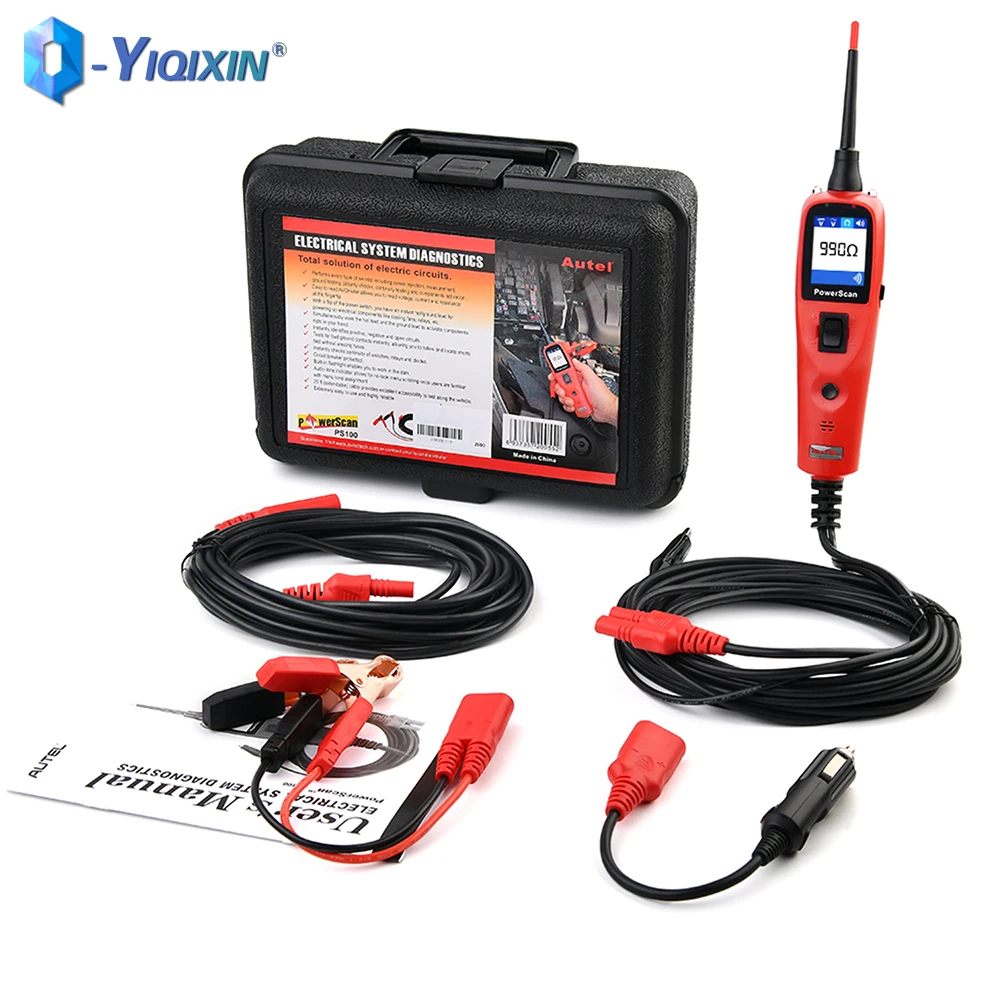 Autel PowerScan PS100 جهاز اختبار مسبار دائرة الطاقة 12 فولت 24 فولت الرقمية التيار المتناوب تيار مستمر الجهد الكهربائي نظام أدوات تشخيص السيارات
