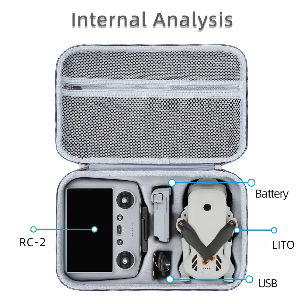

Storage Bag for DJI Lito, Large Carrying Case PU Protective Box Hard Shell Dust-Proof Cover Travel Organizer with Shoulder Strap
