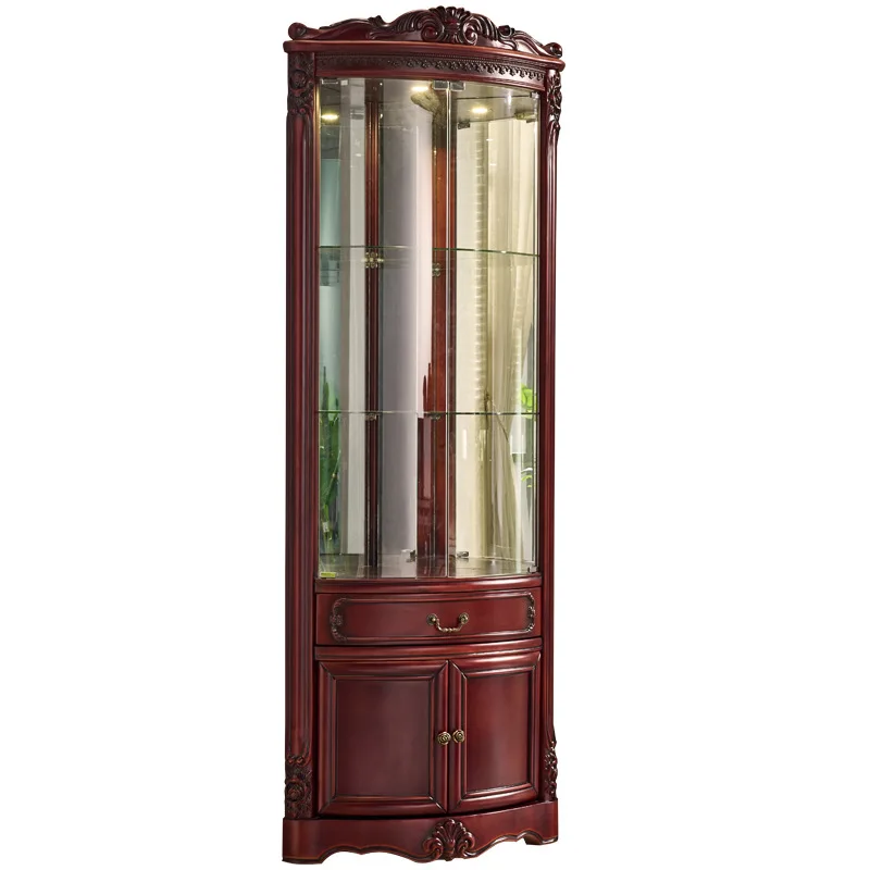 

Triangular cabinet, corner cabinet, triangular wine European living room corner wine Solid wood locker Curved