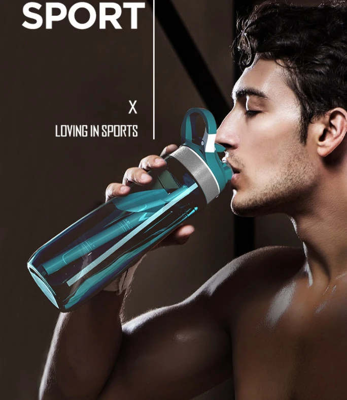 750ml tragbare Sport wasser flasche mit Strohhalm für Camping Wandern Outdoor Kunststoff transparente bpa kostenlose Flasche für Männer Trink geschirr – Detail 9