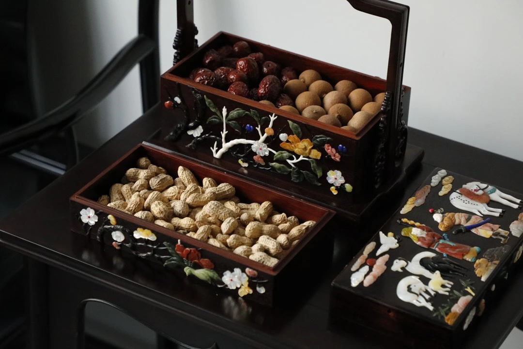 Small leaf tenon and mortise palace treasure Su Wu Muyang beam box ornament storage box