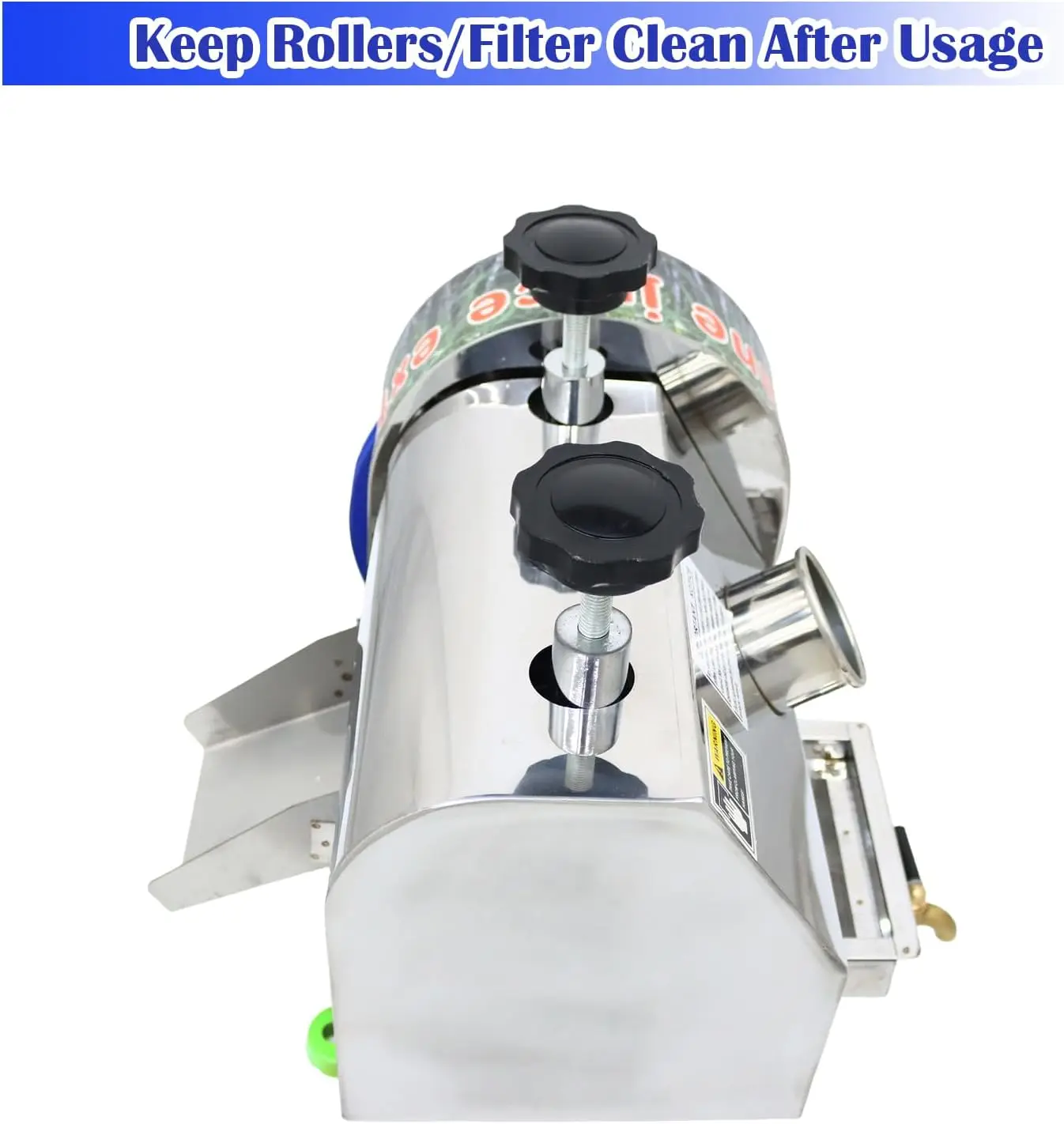 Exprimidor Manual de caña de azúcar, exprimidor comercial de prensa de caña de azúcar con 2 cuchillos, carcasa de acero inoxidable