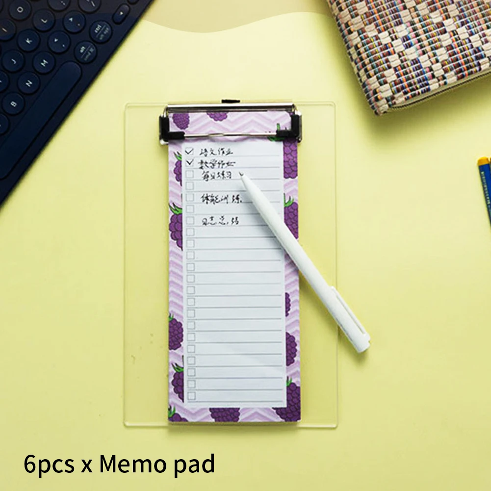 6pcs Kitchen Tearable Notepad Grocery Shelf 50 Sheets Memo Pad School Students Back Magnetic Shopping List Rectangle Home Office