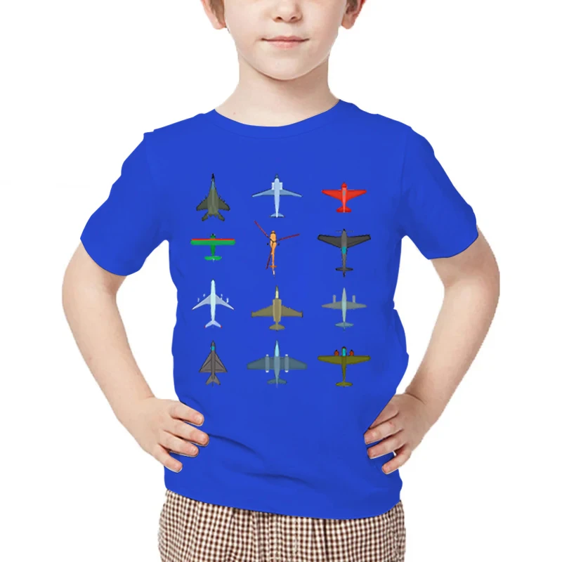 Colour Airplanes Print Baby Boys Summer T Shirt Cartoon Airplane T-shirt Girls Casual Short Sleeve Y2K Tops Kid Harajuku Tshirt