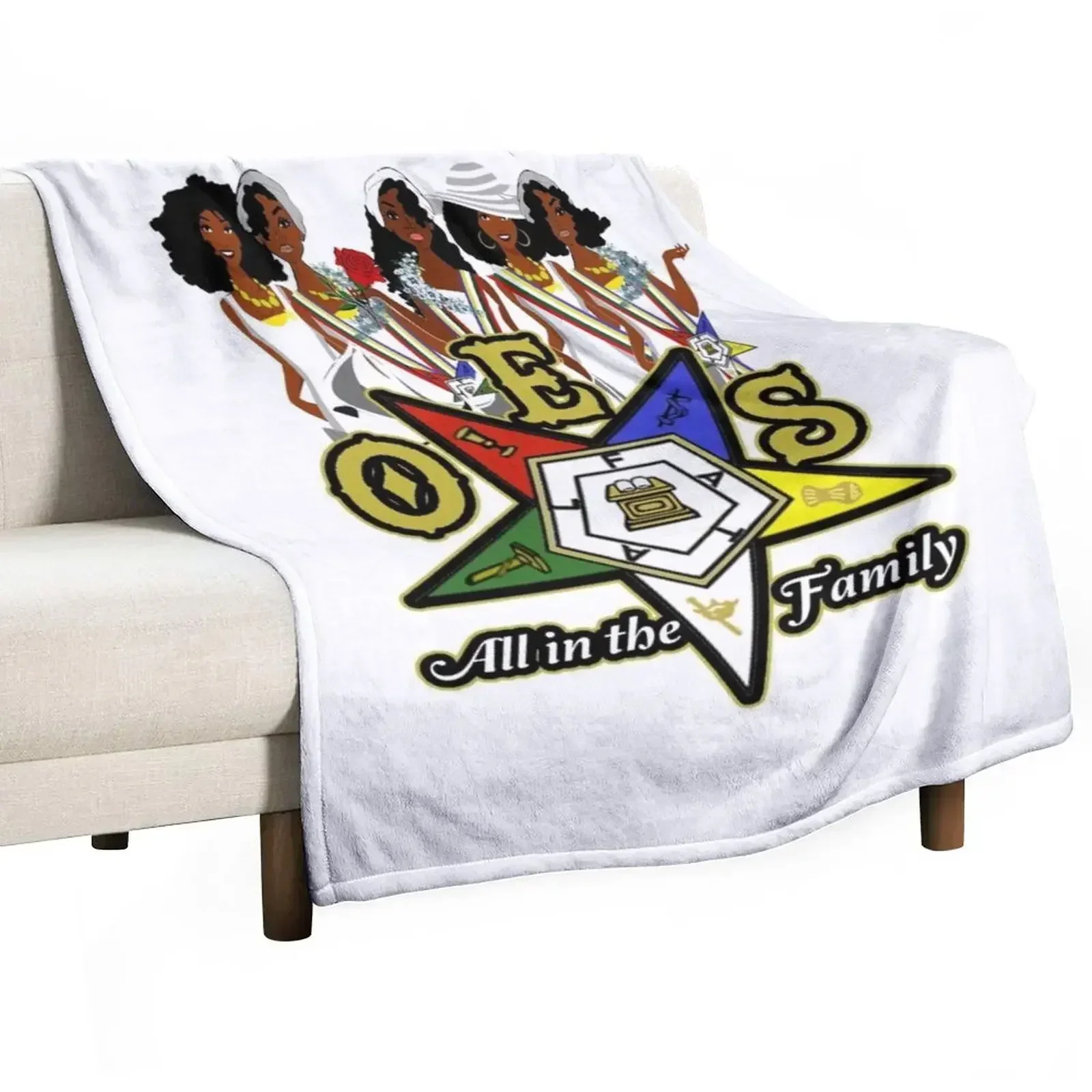 OES Order Of The Eastern Star Logo Sistars All In The Family Freemason Throw Blanket Shaggy Cute for babies Blankets