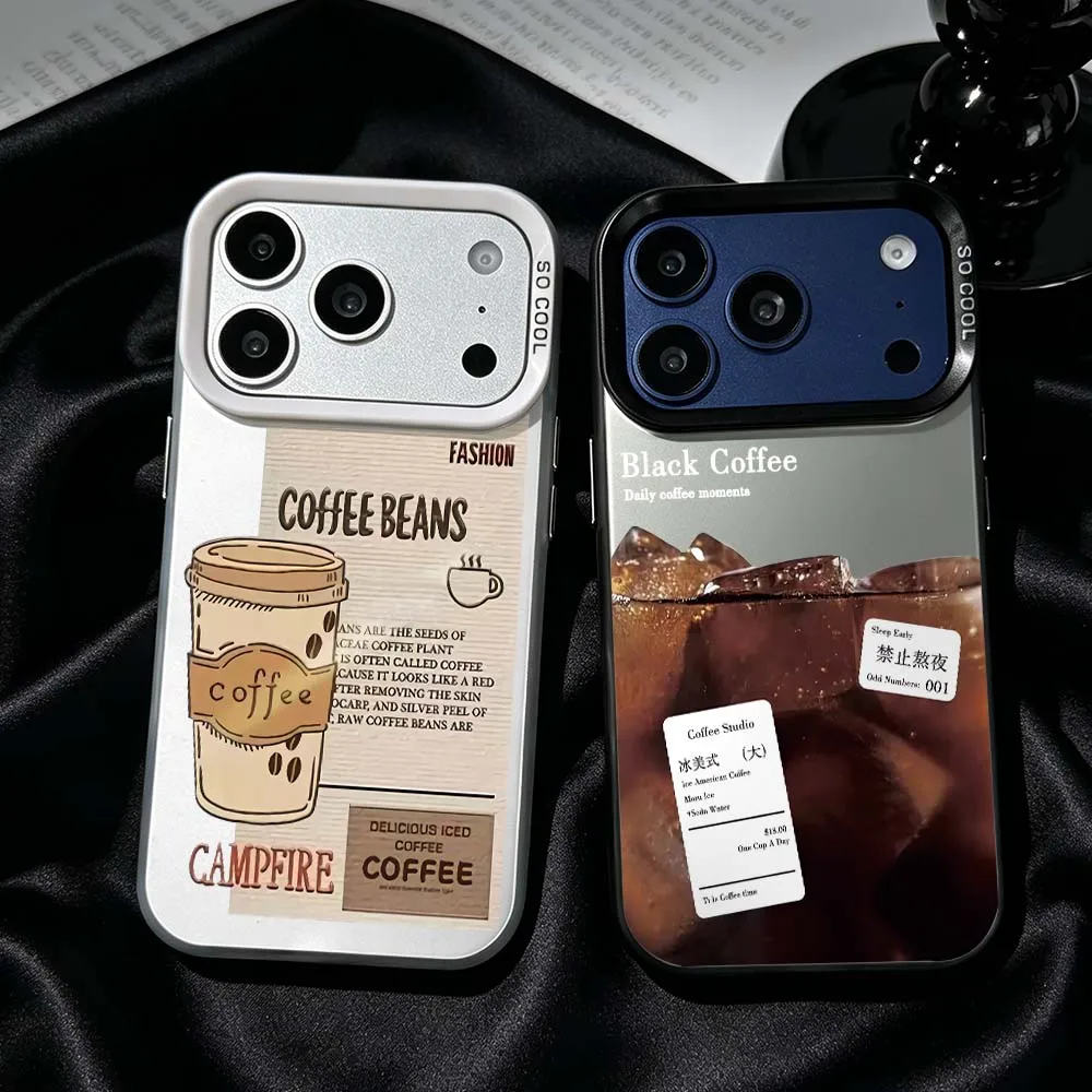 

Coffee Beans Cup For iPhone 17 Air 16 15 14 13 12 Mini 11 Pro Max Plus Shockproof Plating Matte Cover Phone Case