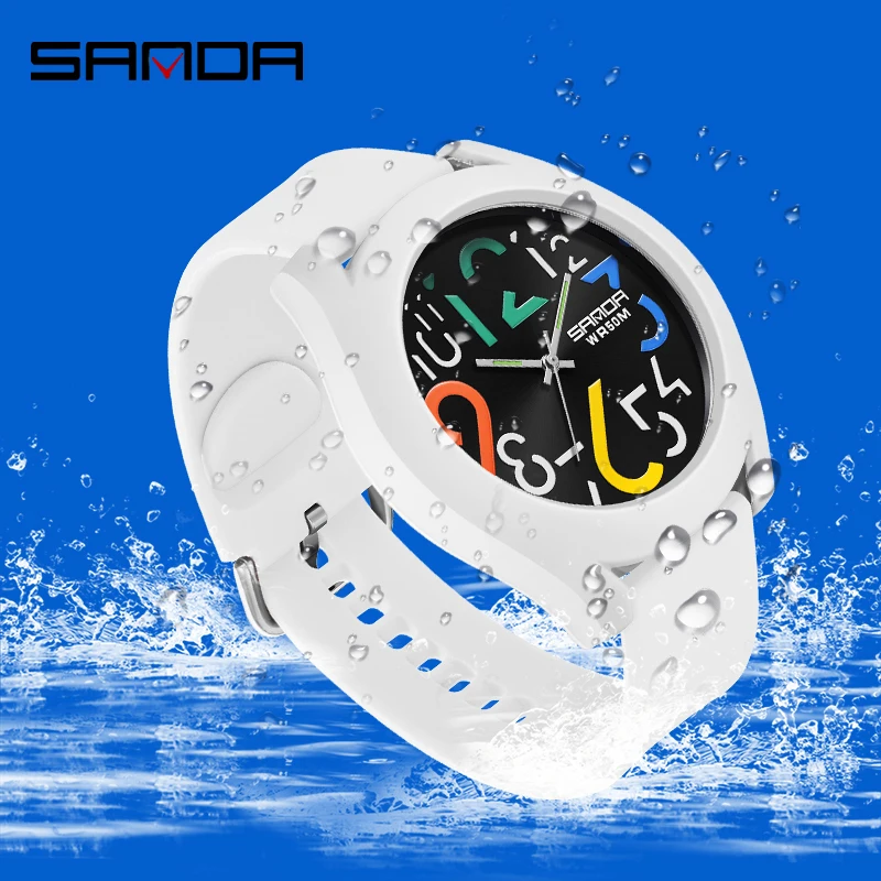 SANDA 2023 New Casual Fashion Men Quartz Watch Luxury Personality Dial Sports Mens Watches Silicone Strap 50M Waterproof Reloj