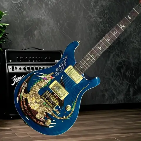 Free Shipping Black Rosewood Neck Mahogany Body PRS Custom 24 Dragon Electric Guitar 24 ToneUnique Wood Grain & Color Variations