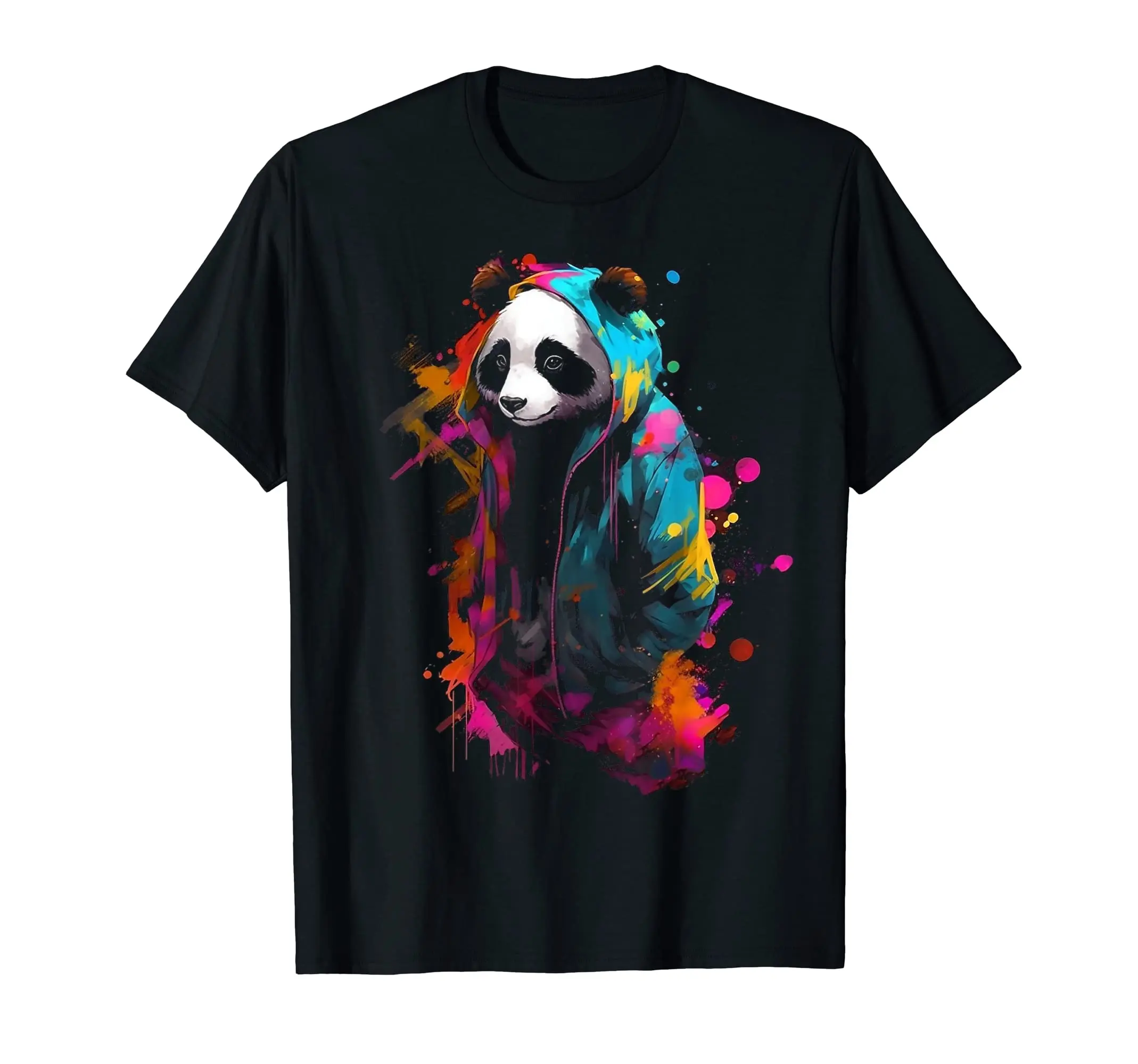 Panda Art Colourful Animal Panda T-Shirt Classic Logo T Shirt and Stickers, Unisex Adult T Shirt Collection