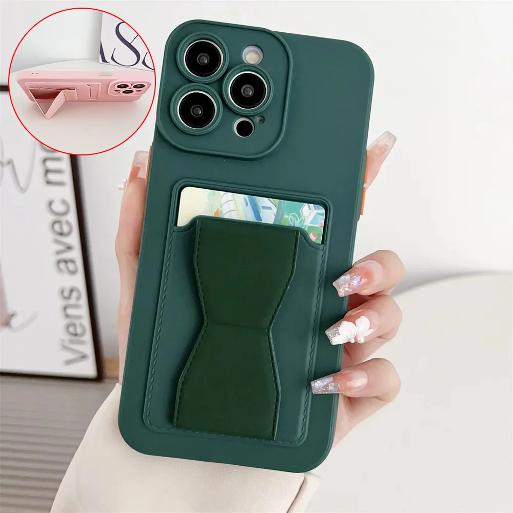 Card Slot Pocket Wallet Phone Case For OPPO Reno 14F 13F 11F 13 14 Pro A54 A55 A36 A76 A17 A198 A58 A38  Soft Shell With Bracket