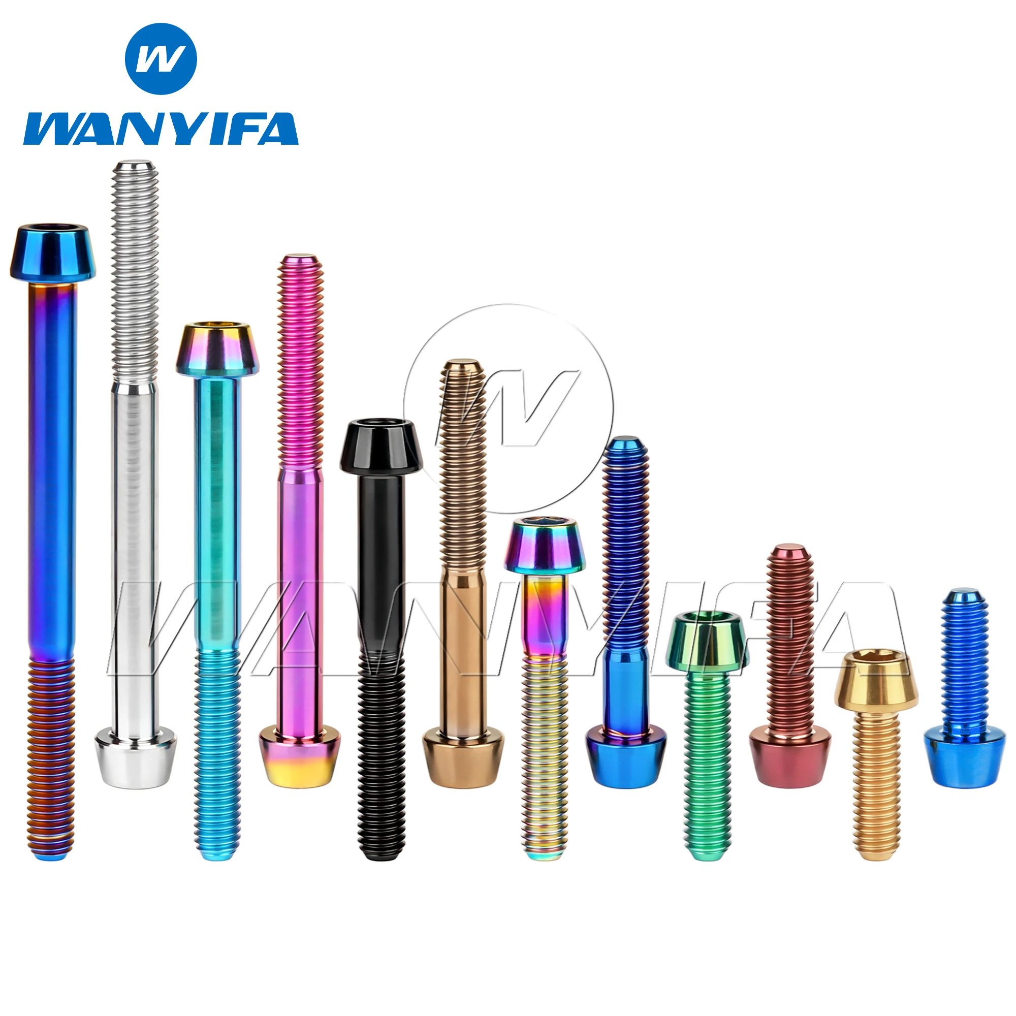 

Wanyifa Titanium Bolt M6x10 16 18 20 25 30 35 40 45 50 55 60 65mm DIN912 Taper Hex Allen Head Screw for Bike Parts Ti Fasteners
