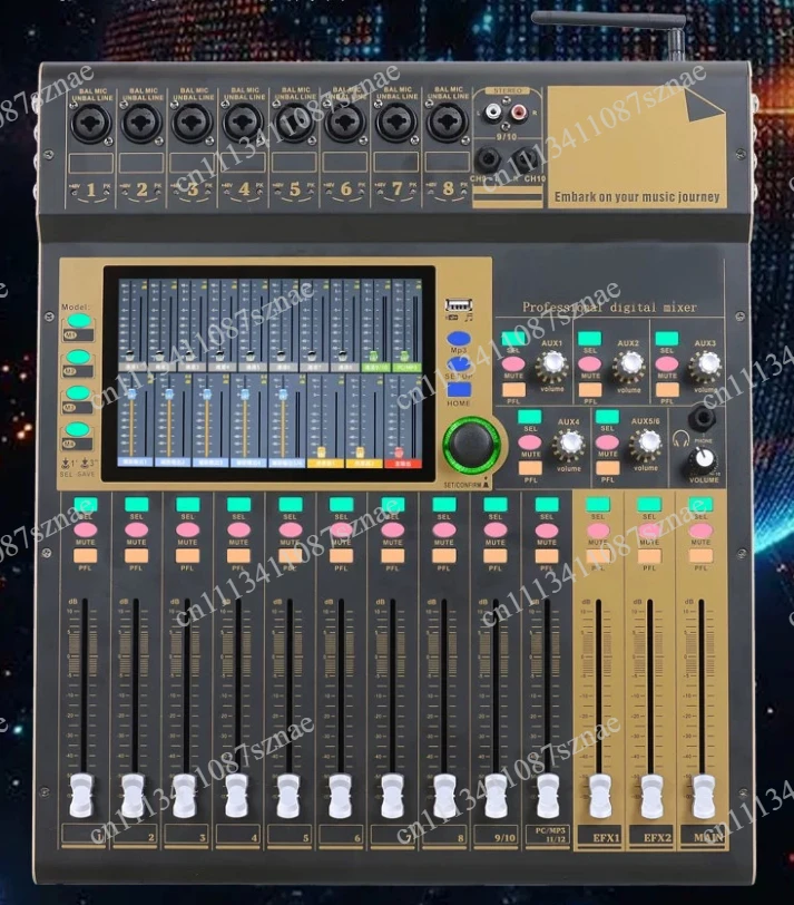 12 Channel WiFi Professional Digital Mixer Mixing Console 16 DSP 7 Inch Touchscreen Audio Equipment