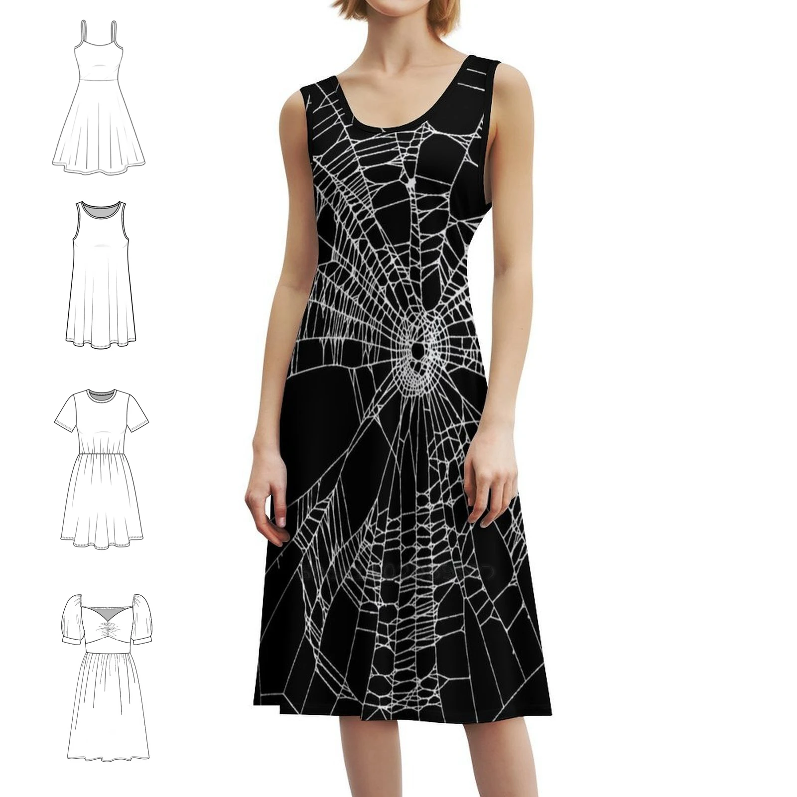

Шикарное платье в стиле бохо с изображением паутины и лабиринта, элегантное модное пляжное платье для свадебной вечеринки, черно-белый узор, готические вечерние платья