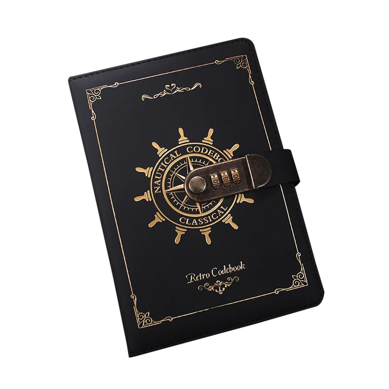 A5 Password with Lock Diary European Light Luxury and Elegant Retro Creative Hand Account Imitation Leather Notebook 140x205MM