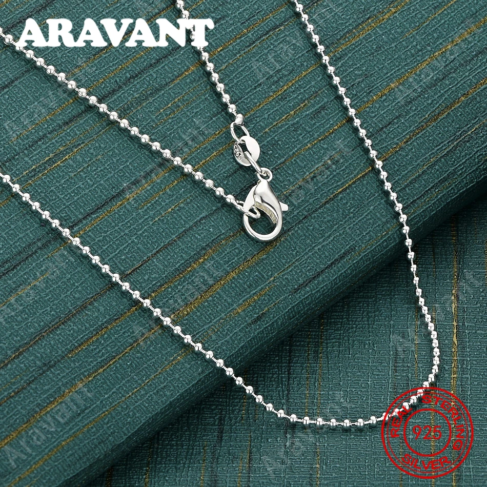 

925 Sterling Silver Smooth Round Beaded Necklace, Delicate And Fresh Design, Women'S Engagement Jewelry