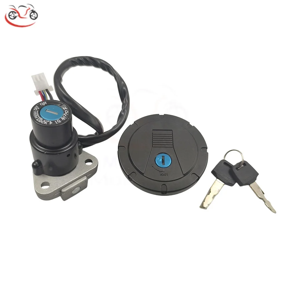Motorcycle Lgnition Switch Fuel Gas Cap Tank Lock Set For Kawasaki KLR650 KLR 650 1987-2007 6 Lines