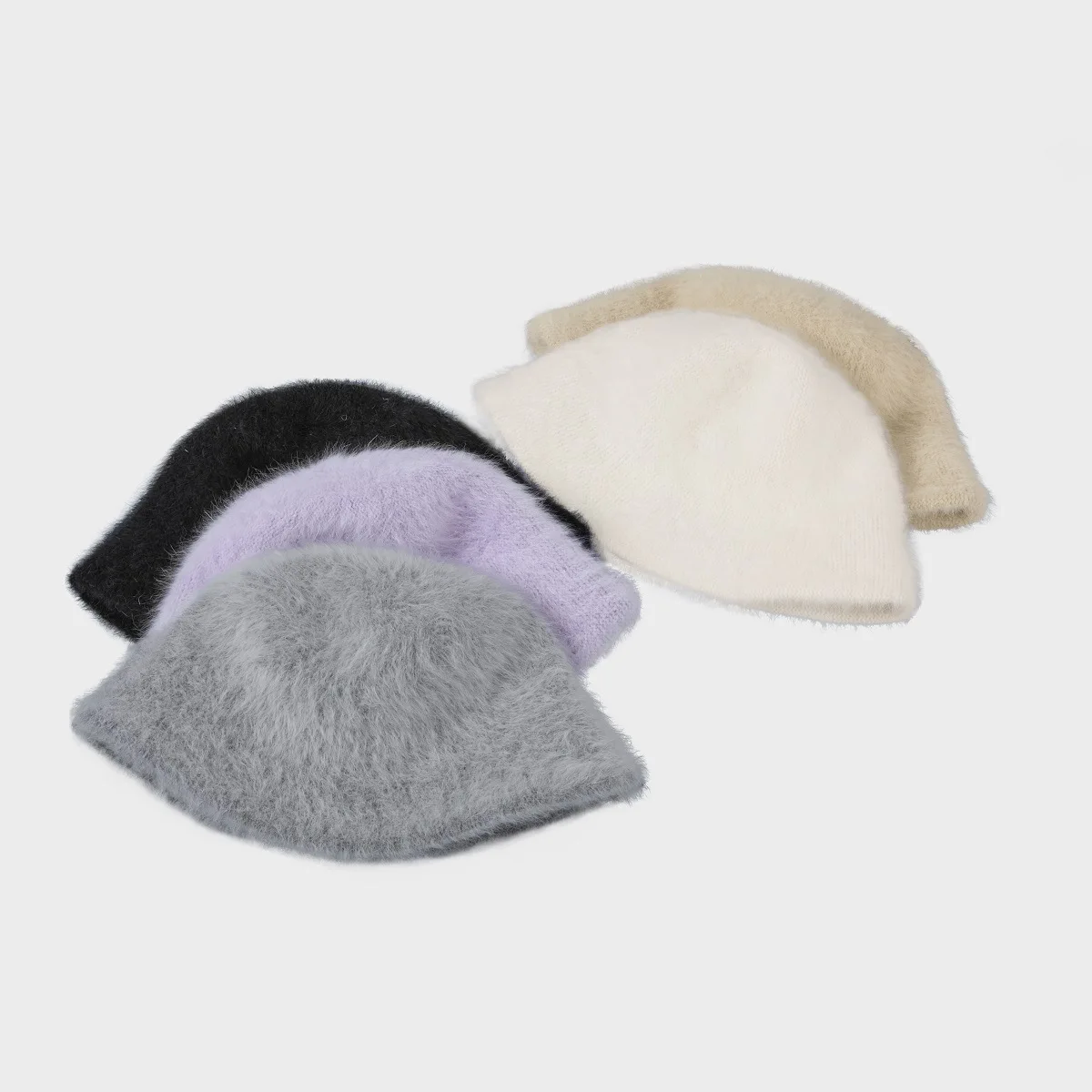 Cappello da pescatore femminile in vero pelo di coniglio popolare autunnale e invernale, piccolo cappello da bacino in peluche con viso caldo all'aperto