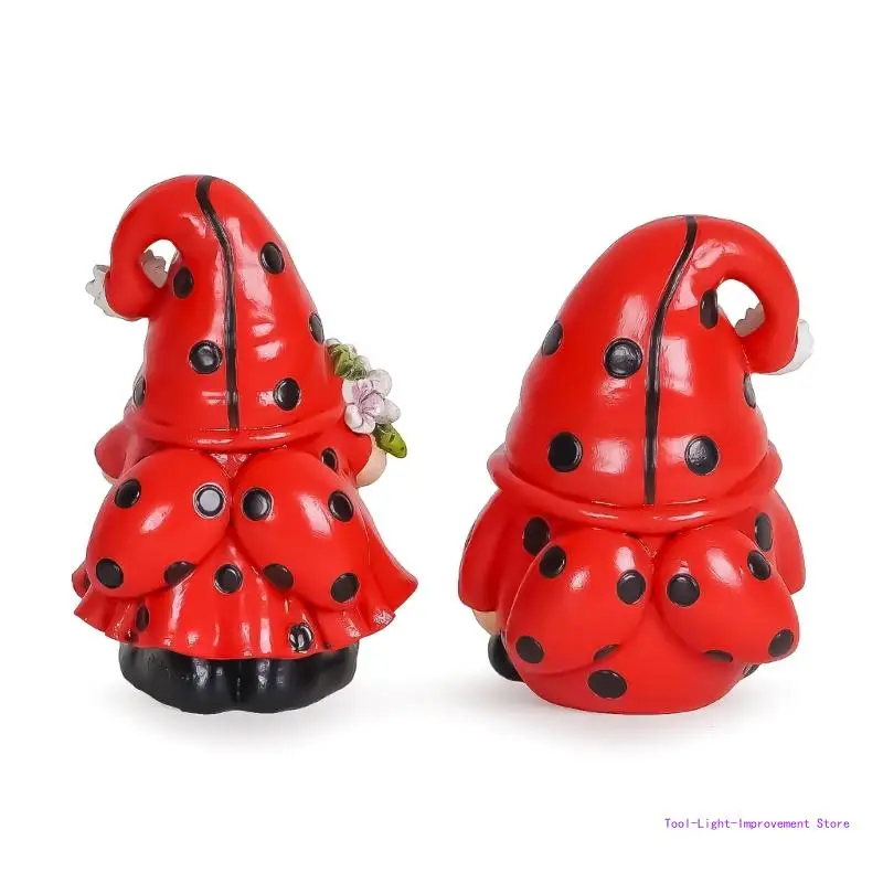 C63E Spring Gnome Kitchen Tiered Tray Decors Ladybugs Gnome Resins Swedish Tomtes