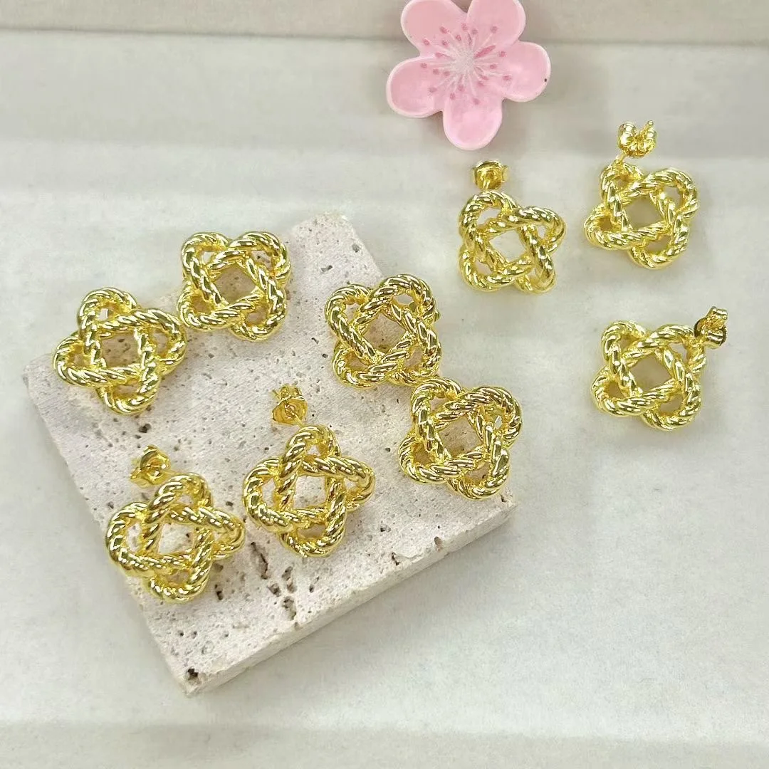 

Personalized twist-shaped woven geometric stud earrings light luxury simple winding flower stud earrings jewelry