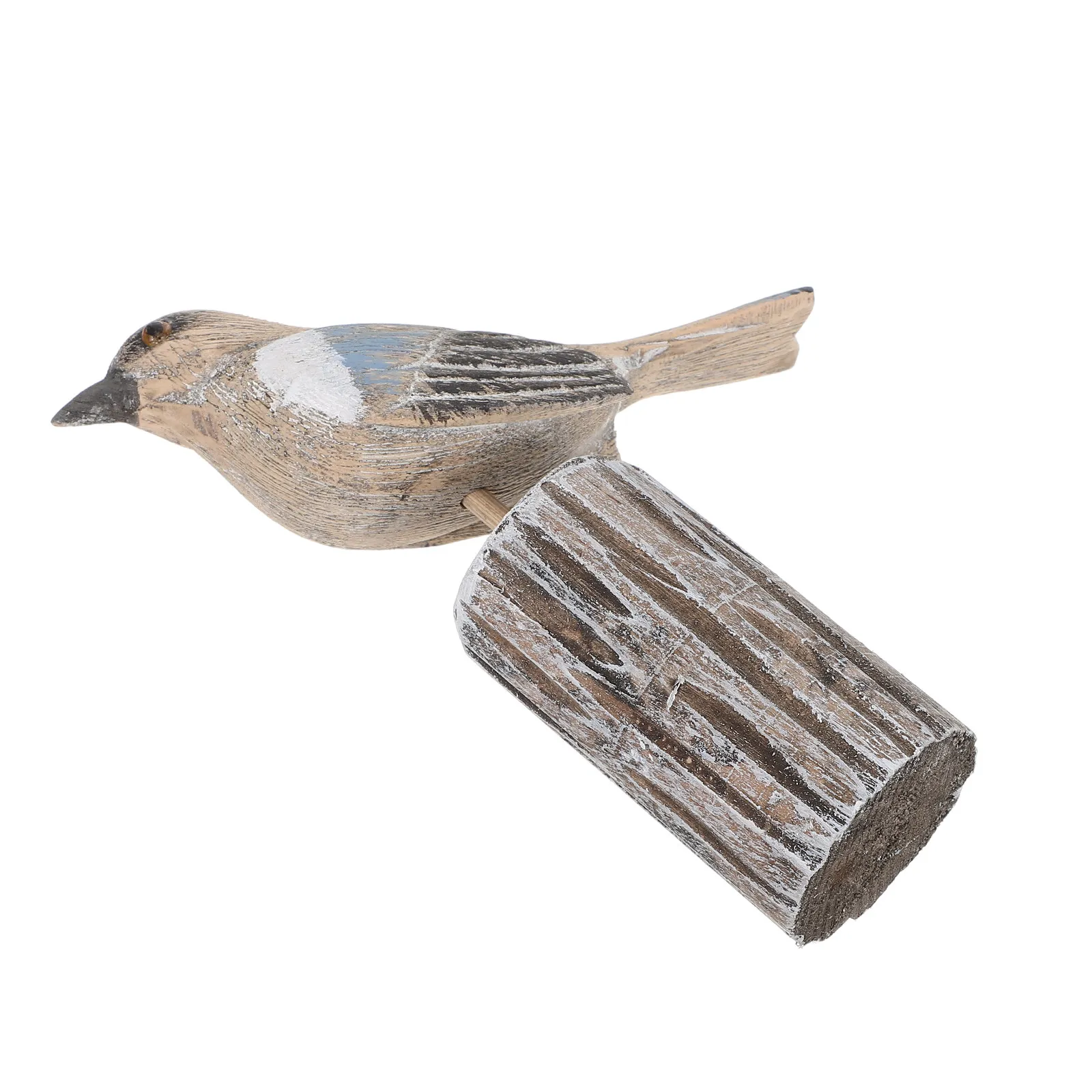 Wooden Sea Bird Stump Decoration Hand-Carved Natural Wood Coastal Mantle Beach Shelf Stand Nautical Ocean Themed Decor