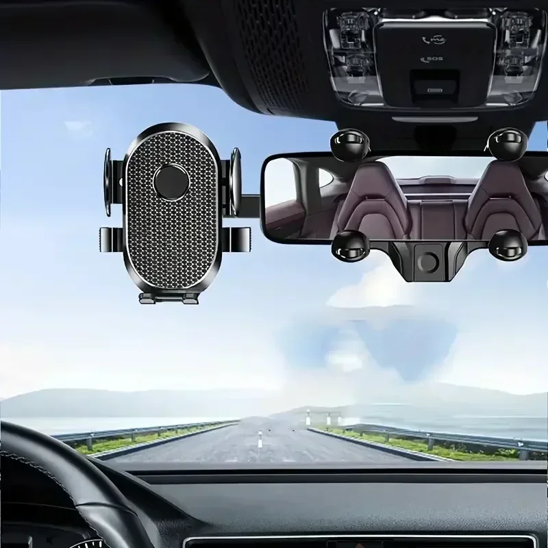360 Rotating Car Phone Holder Support in Car Rearview Mirror Mount Car Phone Bracket Navigation GPS Stand Foldable Mobile Cell image 3