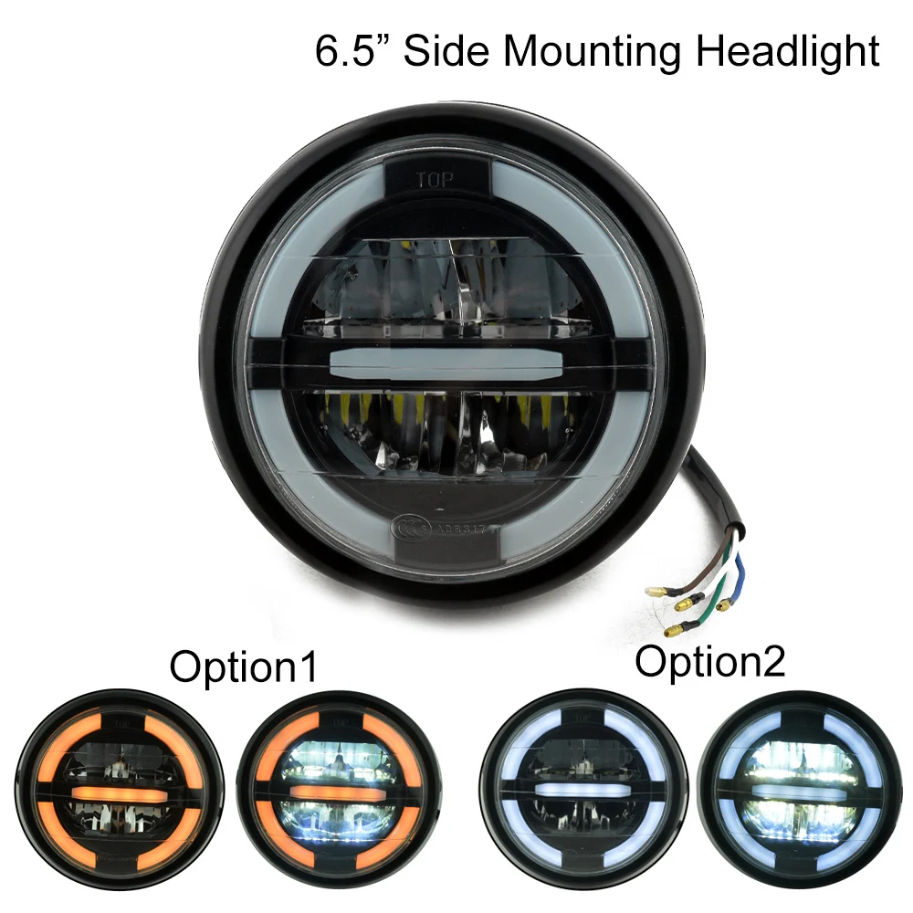 

Ретро 6,5-дюймовый мотоциклетный светодиодный фонарь, винтажный передний светильник, круглый фонарь для универсального скутера, кафе Racer Harley