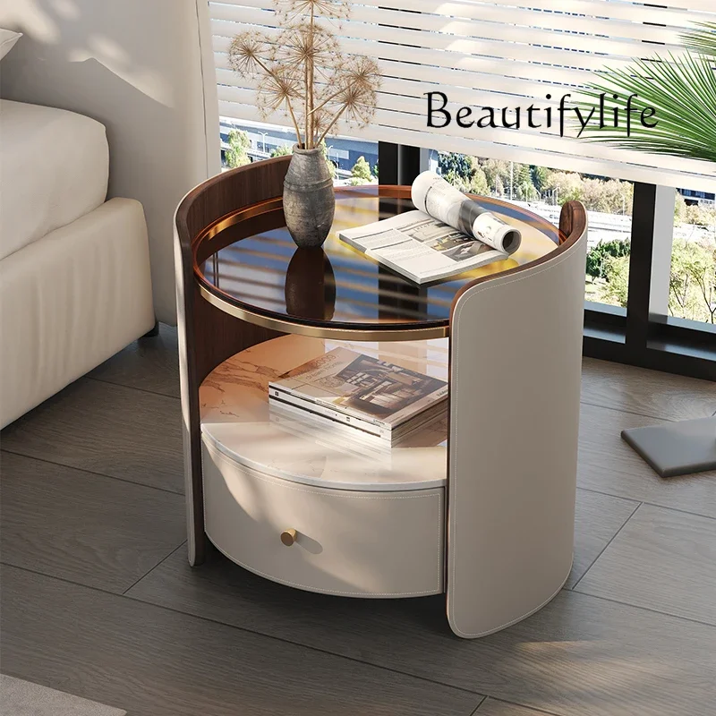 R منضدة الشمال الفاخرة أدراج التخزين الجمالية طاولة السرير الإيطالية الحديثة بسيطة Mesita De Noche أثاث غرفة نوم