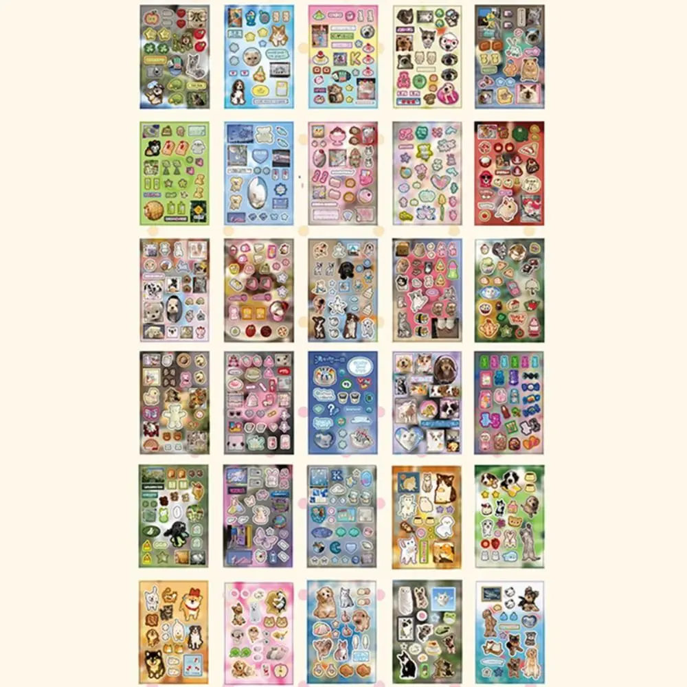 

Набор из 30 листов стикеров «Звездный блеск» в ретро-стиле, серия «Милые питомцы и магазин игрушек», для скрапбукинга, полностью вырезанные фигурные стикеры