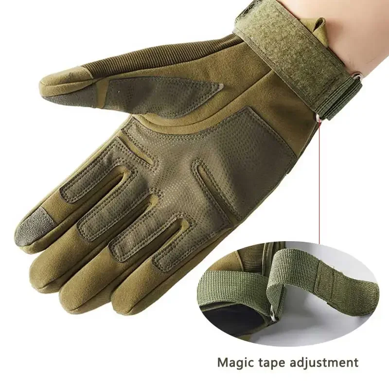 1 par de guantes tácticos de invierno para hombre, guantes gruesos resistentes al desgaste con dedos completos, guantes deportivos impermeables para motocicleta con pantalla táctil