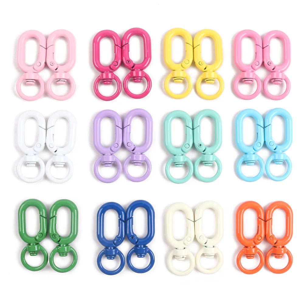 5pcs Multicoloured Alloy Rotating Buckle Handmade Key Chain Materials Jewelry Making Materials Diy Accessories