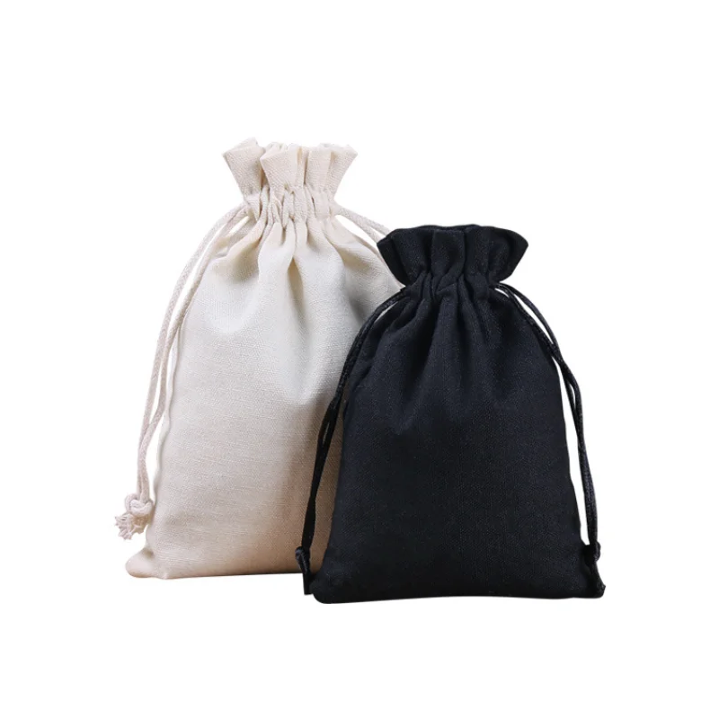 10pcs Canvas Drawstring Bag Jewelry Store Ornaments Display Toys Dried Flowers Tea Packaging Bag Travel Storage Bag Sachet Bag