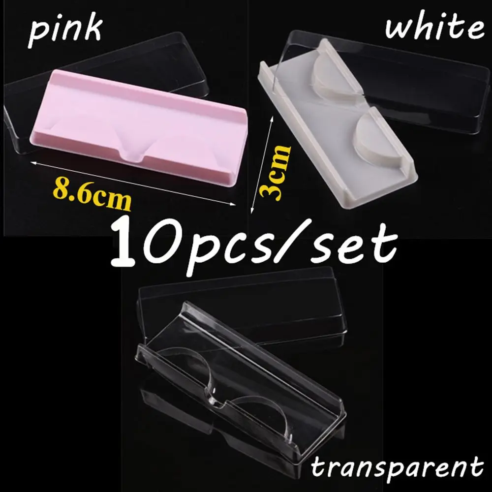 Pink Transparent Empty for Fake Lashes Reuseable Plastic Eyelashes Tray Eyelashes Storage Case Container Packing Box