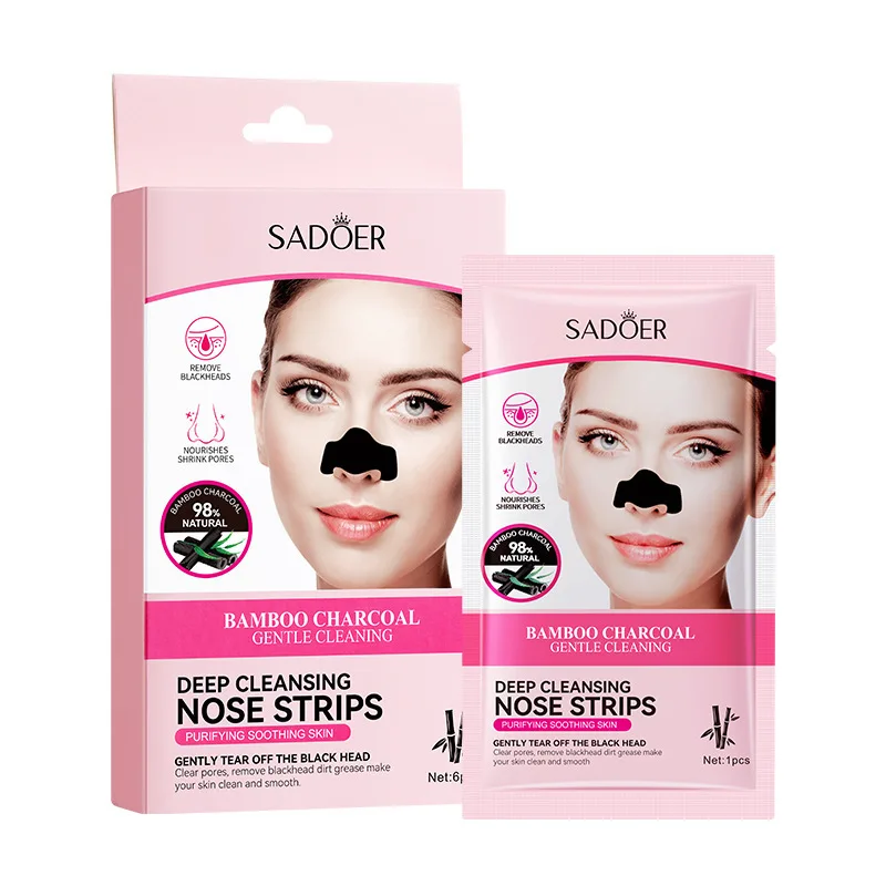 Full English Bamboo Charcoal Women's Nose Patch SADOER Deep Cleaning Blackhead Removal Mask