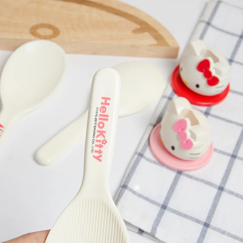 Cartoon Sanrio Hallo Kitty Reis Löffel Herd Schöpfkelle Mit Basis Nicht Stick Löffel Haushalt Kunststoff Schaufel Praktische Küche Werkzeug