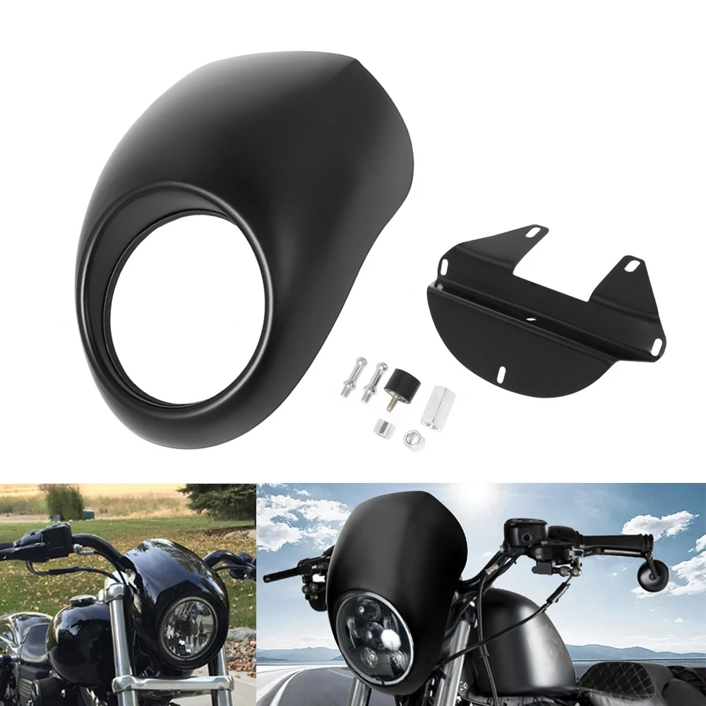 

﻿ Motorcycle Matte Black Front Headlight Fairing Cover For Harley Davidson Dyna Sportster 883 XL1200 XLCH Front Fork Mount Kit